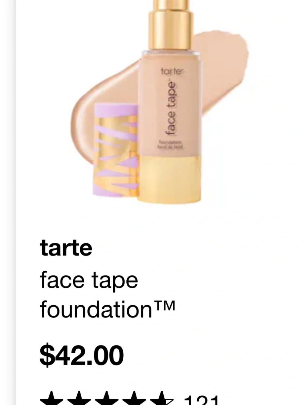 tarte Face Tape Foundation - Beige Bottle with Lilac Pump